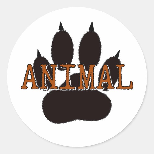 Sticker Rond Empreinte de patte d'animal noir (Devant)