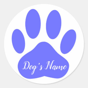 Sticker Rond Empreinte de patte de chien avec nom personnalisé
