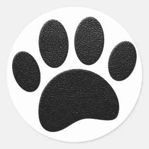 Sticker Rond Empreinte de patte de chien de texture en cuir noi