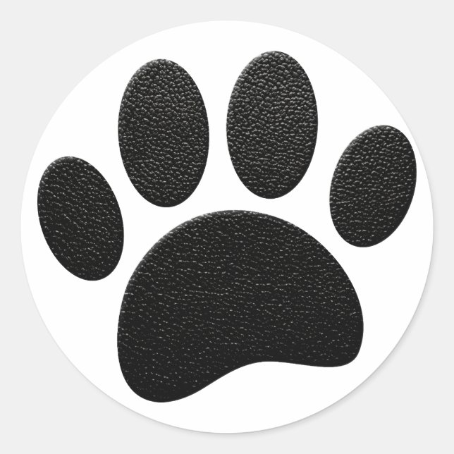 Sticker Rond Empreinte de patte de chien de texture en cuir noi (Devant)