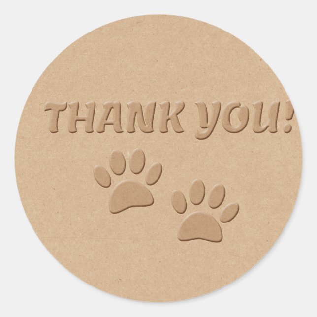 Sticker Rond Empreinte de patte De Chien Et Merci De Texte (Devant)