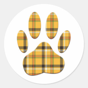 Sticker Rond Empreinte de patte de chien Tartan