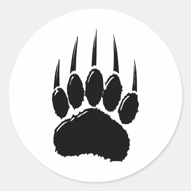 Sticker Rond Empreinte de patte de l'ours noir brillant (Devant)