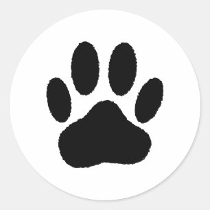 Sticker Rond Empreinte de patte de peinture noire