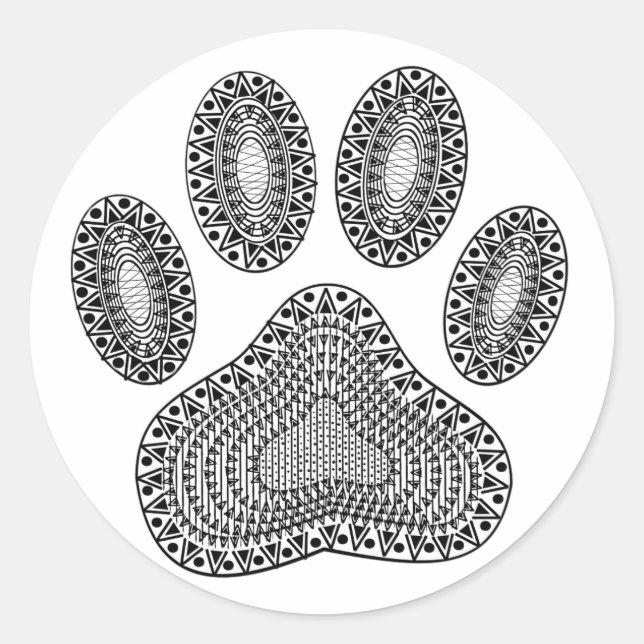 Sticker Rond Empreinte de patte d'encre Abstrait (Devant)