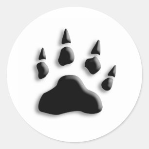 Sticker Rond Empreinte de patte d'ours blanc