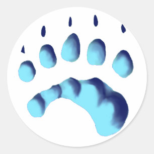 Sticker Rond Empreinte de patte d'ours blanc