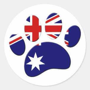Sticker Rond Empreinte de patte du Drapeau australien