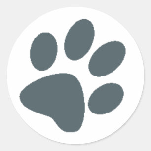 Sticker Rond Empreinte de patte gris