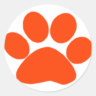 Sticker Rond Empreinte de patte orange
