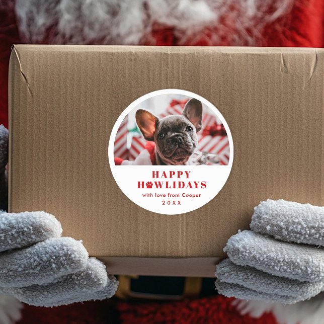 Sticker Rond Empreinte de patte Pet Photo Noël (Créateur téléchargé)