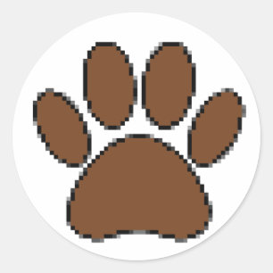 Sticker Rond Empreinte de patte Pixel Dog