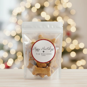 Sticker rond Empreinte de patte Red Happy Howliday