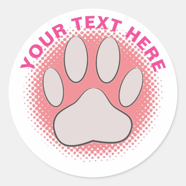 Sticker rond Empreinte de patte rose personnalisé (Devant)
