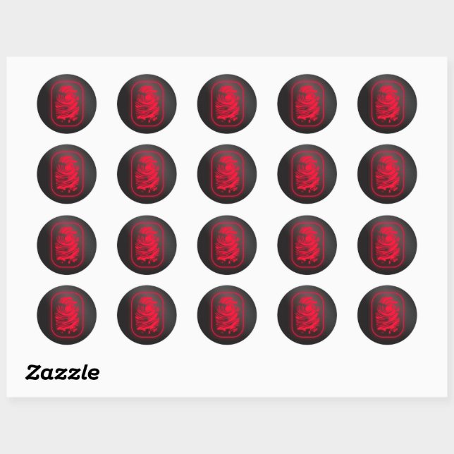 Sticker Rond Empreinte rouge (Feuille)