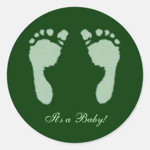 Sticker Rond Empreintes bébé (vert)
