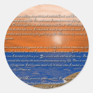 Sticker Rond Empreintes dans le poème du sable