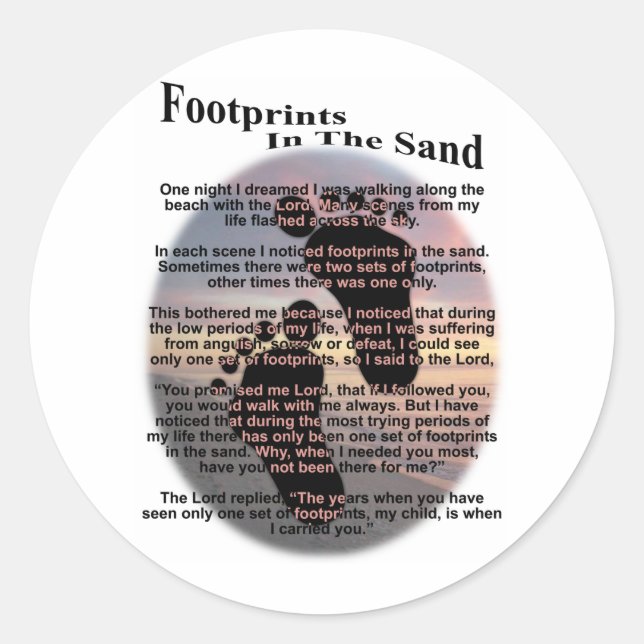 Sticker Rond Empreintes dans le sable (Devant)