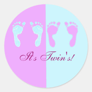 Sticker Rond Empreintes de pas de bébé (jumelles de
