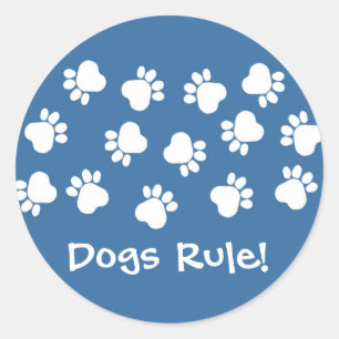 Sticker Rond Empreintes de pattes bleus et blancs