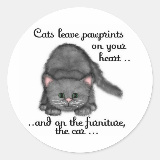 Sticker Rond Empreintes de pattes de chat (Devant)