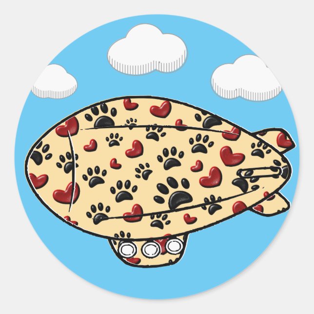 Sticker Rond Empreintes de pattes De Chien Et Coeurs Rouges Per (Devant)