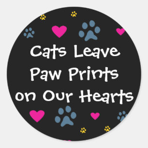 Sticker Rond Empreintes de pattes de congé de chats sur nos