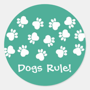 Sticker Rond Empreintes de pattes verts et blancs