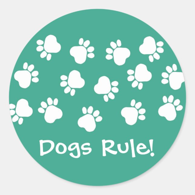 Sticker Rond Empreintes de pattes verts et blancs (Devant)