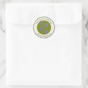 Sticker Rond Empreintes Eléphants mignonnes Baby shower Merci