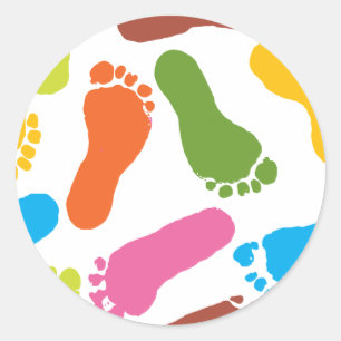 Sticker Rond Empreintes nues colorées