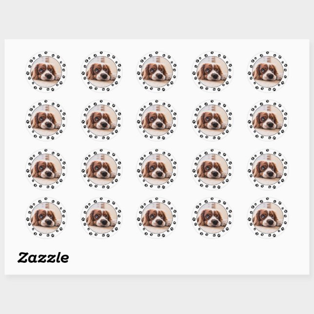 Sticker Rond Empreintes photo de marionnettes (Feuille)