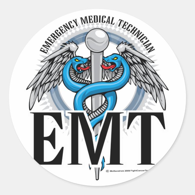 Sticker Rond EMT Caduceus Blue (Devant)