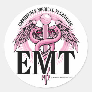 Sticker Rond EMT Pink Caduceus