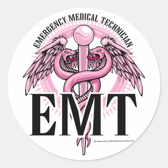 Sticker Rond EMT Pink Caduceus (Devant)
