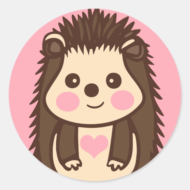 Sticker Rond En amour avec Hérisson Cute Hedgie (Devant)