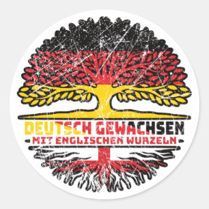 Sticker Rond en anglais Deutsch Baum Racine