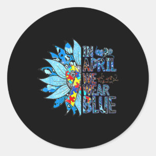 Sticker Rond En Avril Nous Portons Sensibilisation sur l'autism