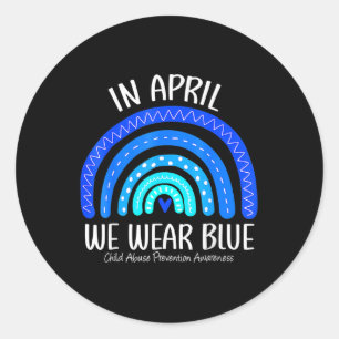 Sticker Rond En Avril, Nous Portons Une Attention Bleue À La Pr