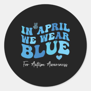 Sticker Rond En avril, nous ruban bleu Mois de la sensibilisati