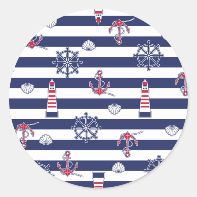 Sticker Rond En Bord De Mer Motif (Devant)