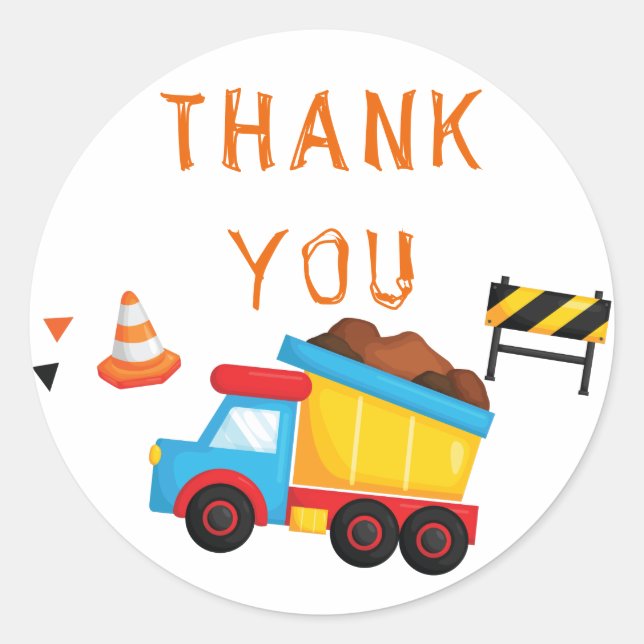 Sticker Rond En construction Anniversaire Merci (Devant)
