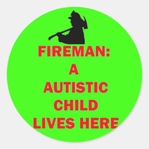 Sticker Rond En Coque de feu Sauvez l'enfant autistique