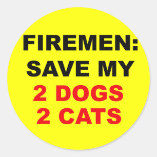 Sticker Rond En Coque de feu sauvez mes chiens et chats