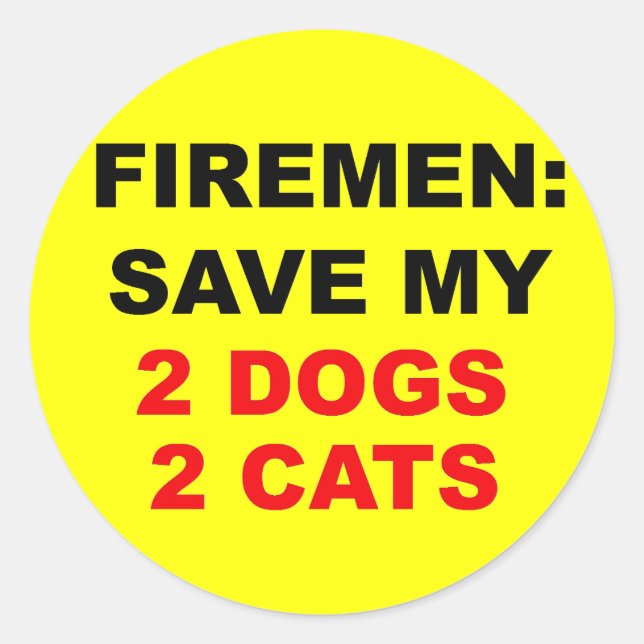 Sticker Rond En Coque de feu sauvez mes chiens et chats (Devant)