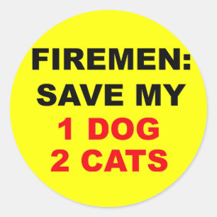 Sticker Rond En Coque de feu sauvez mon chien et mes chats