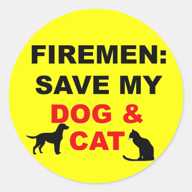 Sticker Rond En Coque de feu sauvez mon chien et mon chat (Devant)