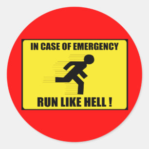 Sticker Rond En Coque D'Urgence ... Cours Comme Un Enfer