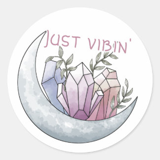 Sticker rond en cristal de lune "Just Vibin"