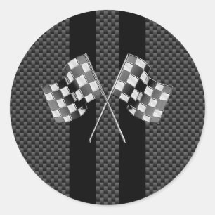 Sticker Rond En emballant des drapeaux sur la fibre de carbone